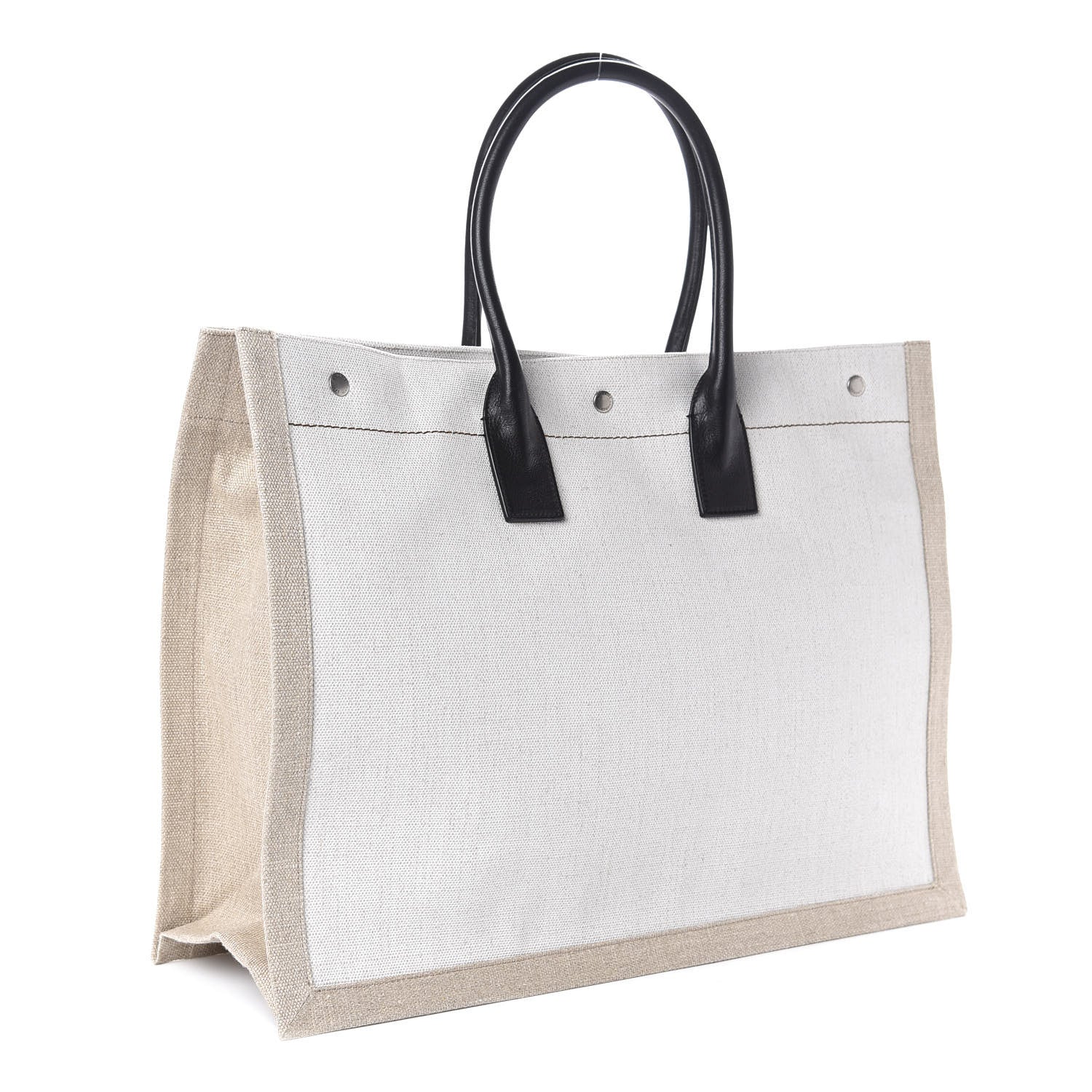 Saint Laurent Linen Calfskin Rive Gauche Tote Optic White 3 of 9