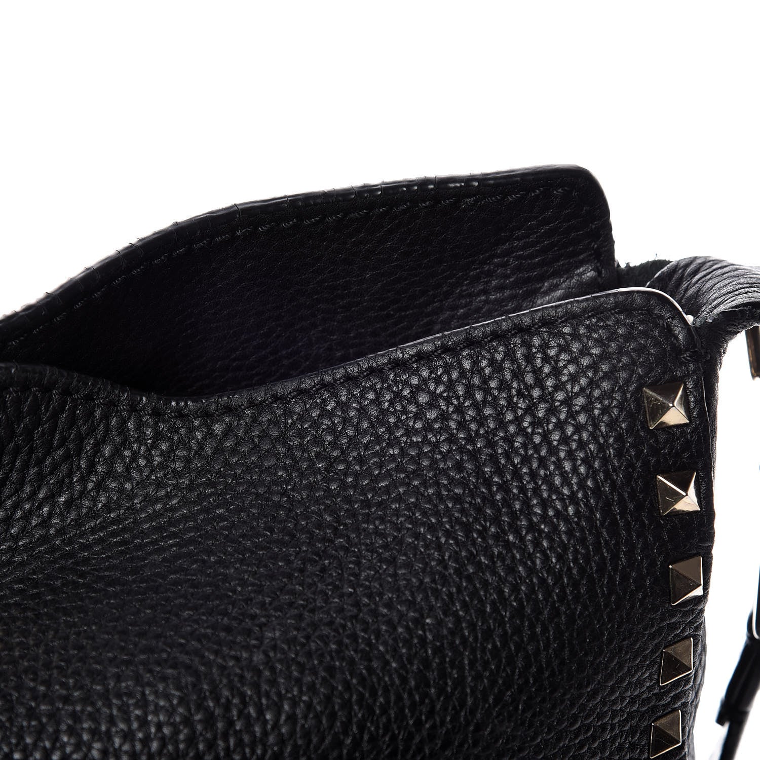 Valentino Garavani Pebbled Calfskin Large Rockstud Flip-Lock Messenger Bag Black 12 of 15