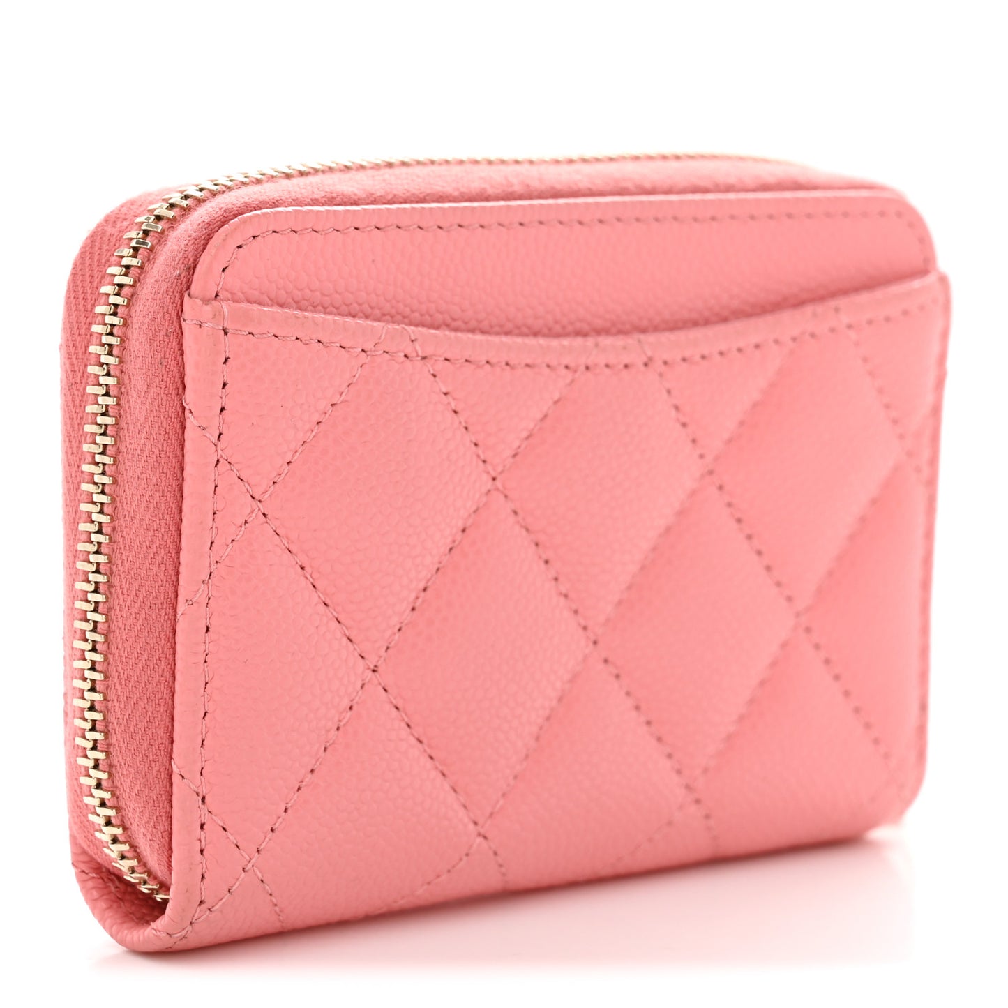Caviar Quilted Zip Coin Purse Pink