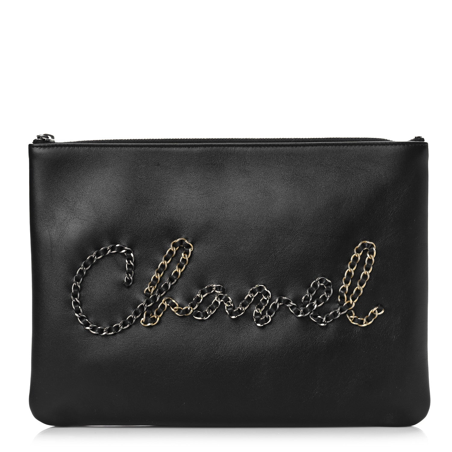 Chanel Calfskin Chain 20s Signe Medium Cosmetic Case Black 1 of 10
