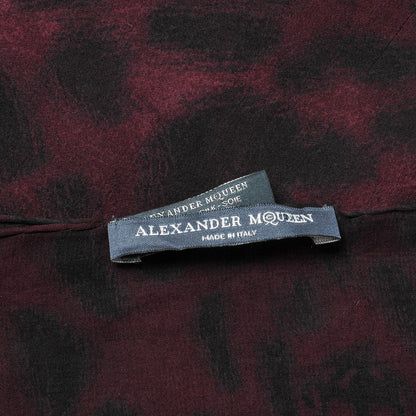 Alexander McQueen Silk Chiffon Leopard Skull Scarf Burgundy 4 of 5