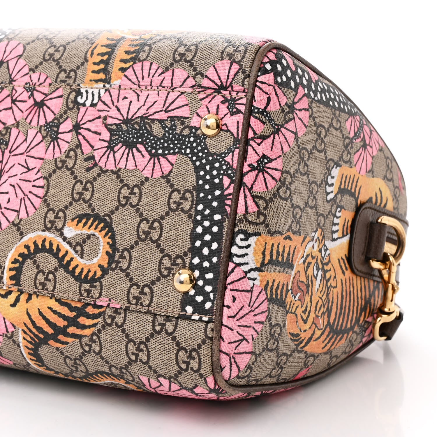 Gucci GG Supreme Monogram Bengal Medium Boston Beige PInk 10 of 15