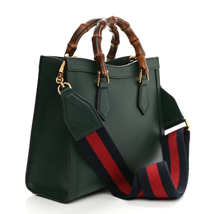 Gucci Textured Dollar Calfskin Web Small Diana Tote Bag Green 3 of 12