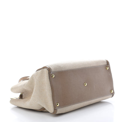 Fendi Canvas Vitello Regular 2Jours Tote Natural Brown 4 of 13