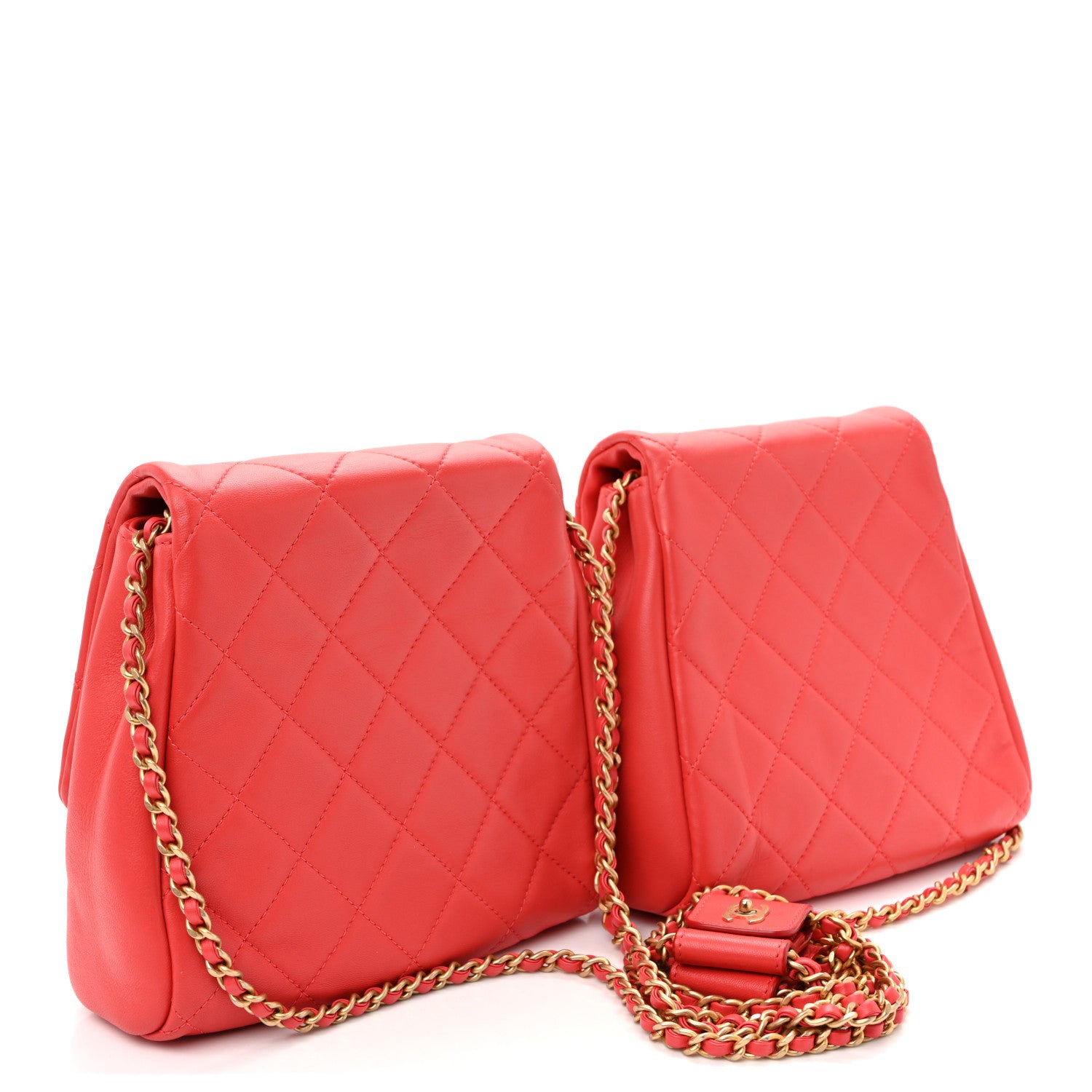 Chanel Lambskin Quilted Side-Packs Red 3 of 15