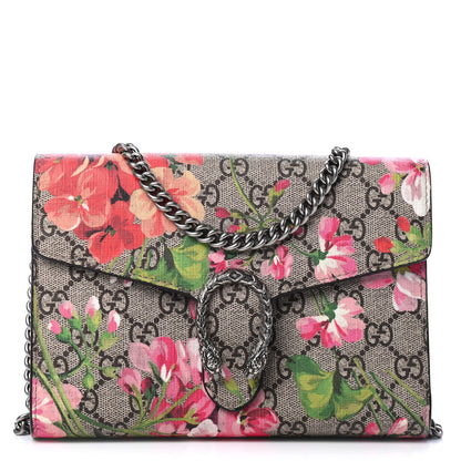 Gucci GG Supreme Monogram Blooms Mini Dionysus Chain Wallet Beige Multicolor Dry Rose 1 of 4