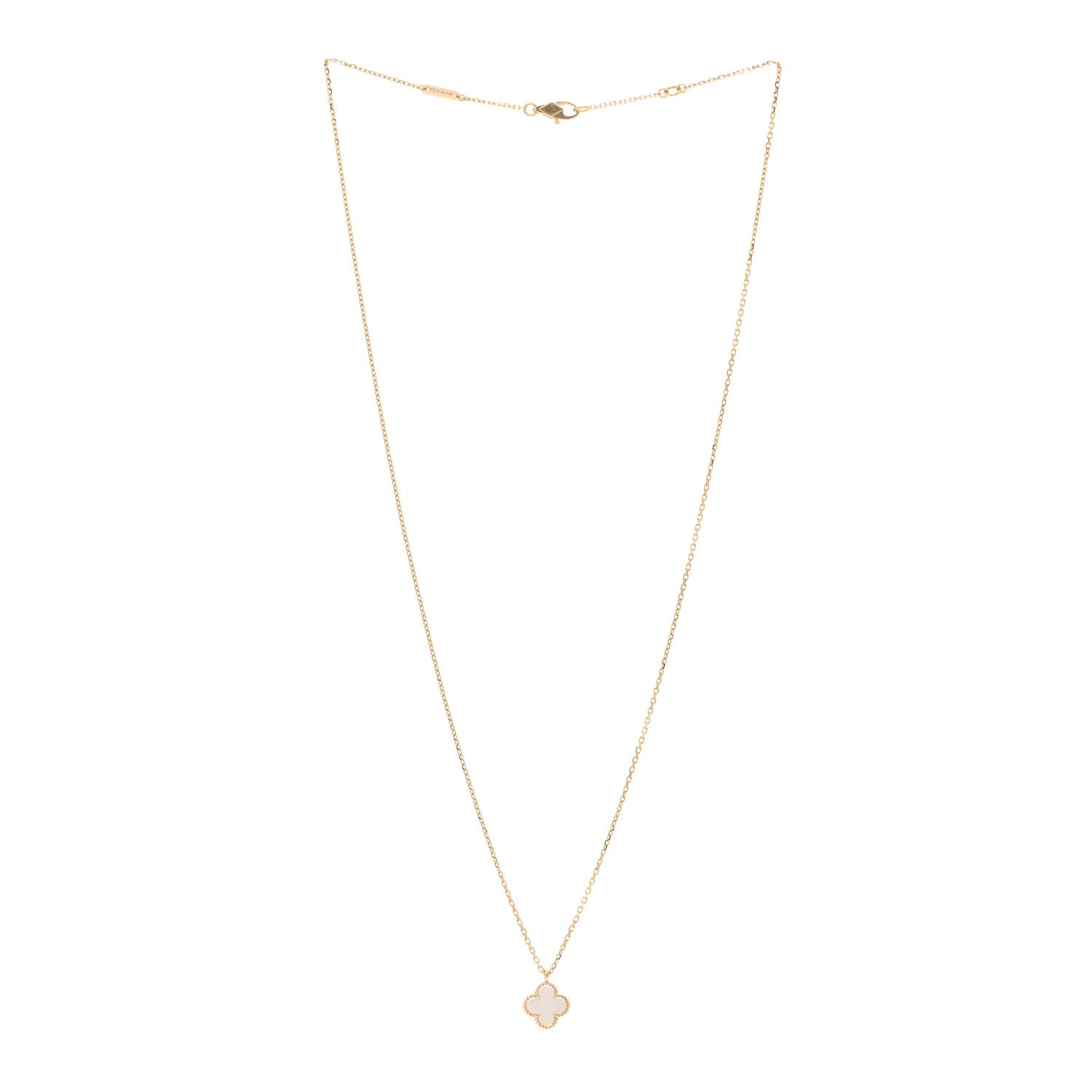 Van Cleef & Arpels 18K Yellow Gold Mother of Pearl Sweet Alhambra Pendant Necklace 3 of 6