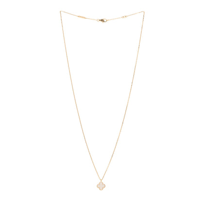 Van Cleef & Arpels 18K Yellow Gold Mother of Pearl Sweet Alhambra Pendant Necklace 3 of 6