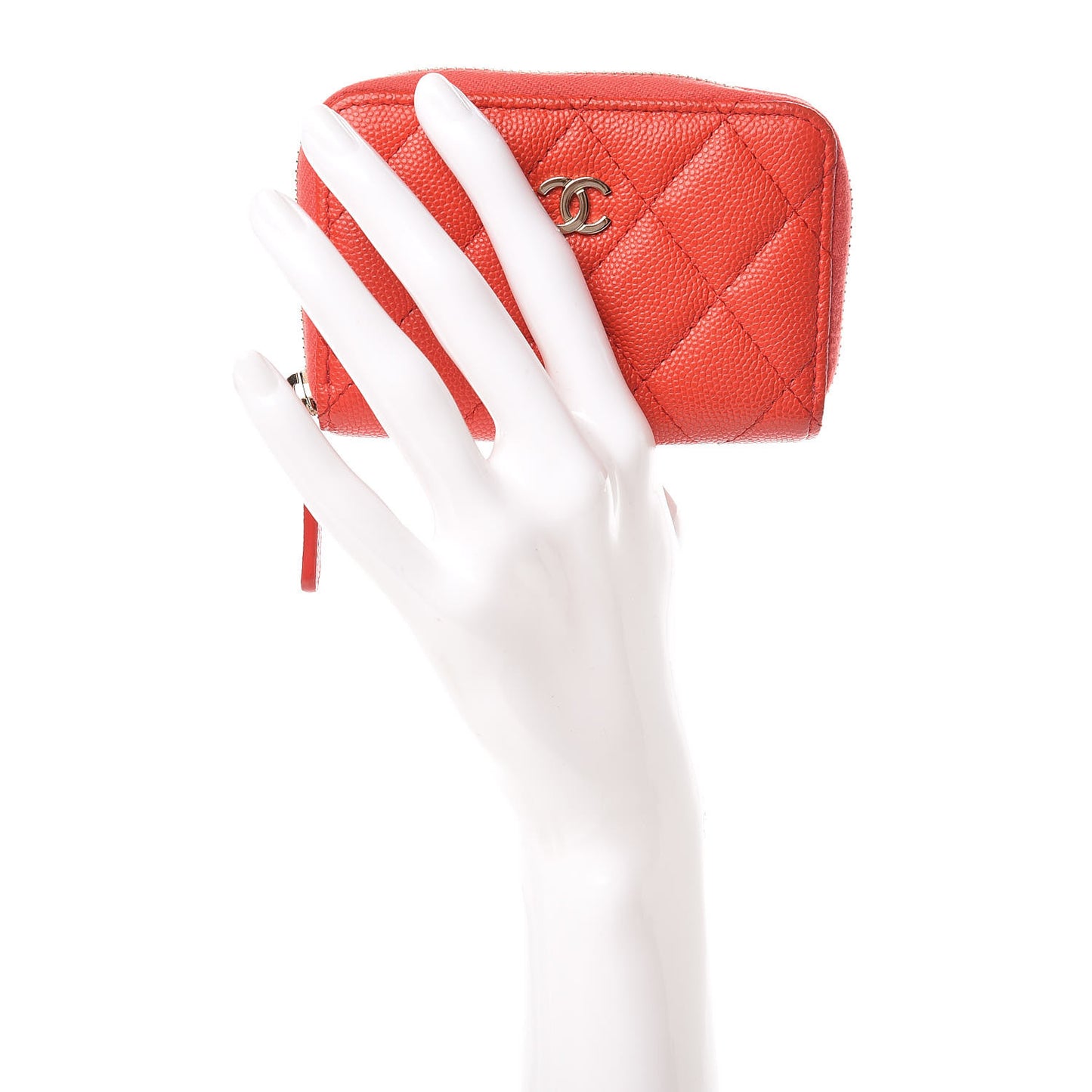 Caviar Quilted Zip Coin Purse Red
