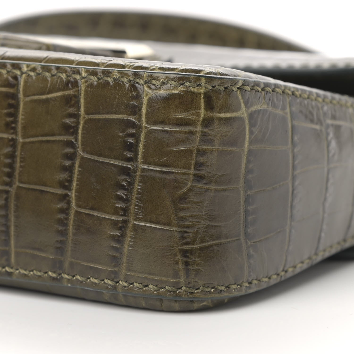 Givenchy Calfskin Crocodile Embossed Mini Nobile Shoulder Bag Khaki 10 of 11