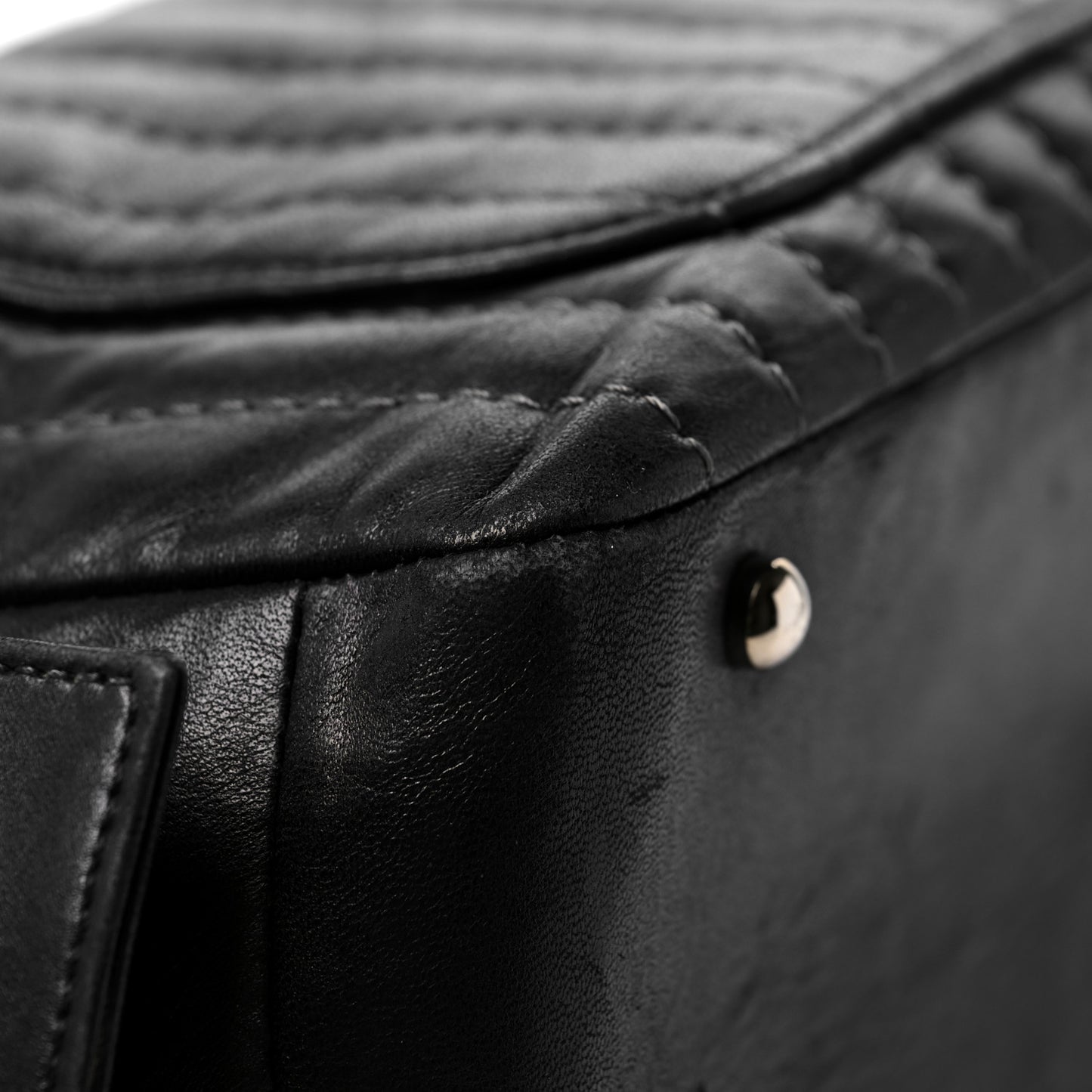 Lambskin Vertical Quilted Mademoiselle Satchel Black