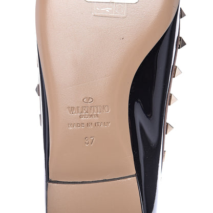 Valentino Garavani Patent Rockstud Ballerina Flats 37 Black Poudre 7 of 9