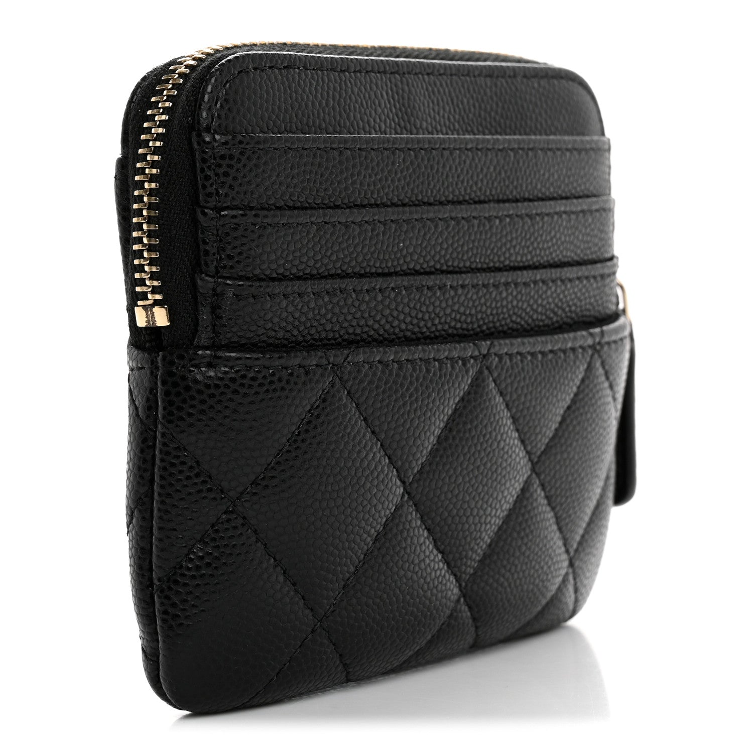 Chanel Caviar Quilted Zip Card Holder Wallet Black 3 of 8