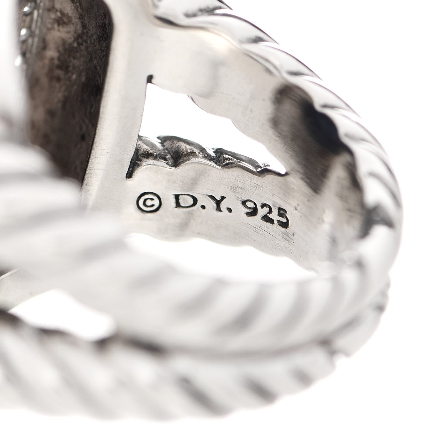 David Yurman Sterling Silver Diamond Lapis Lazuli 17mm Albion Ring 50 5.5 5 of 5