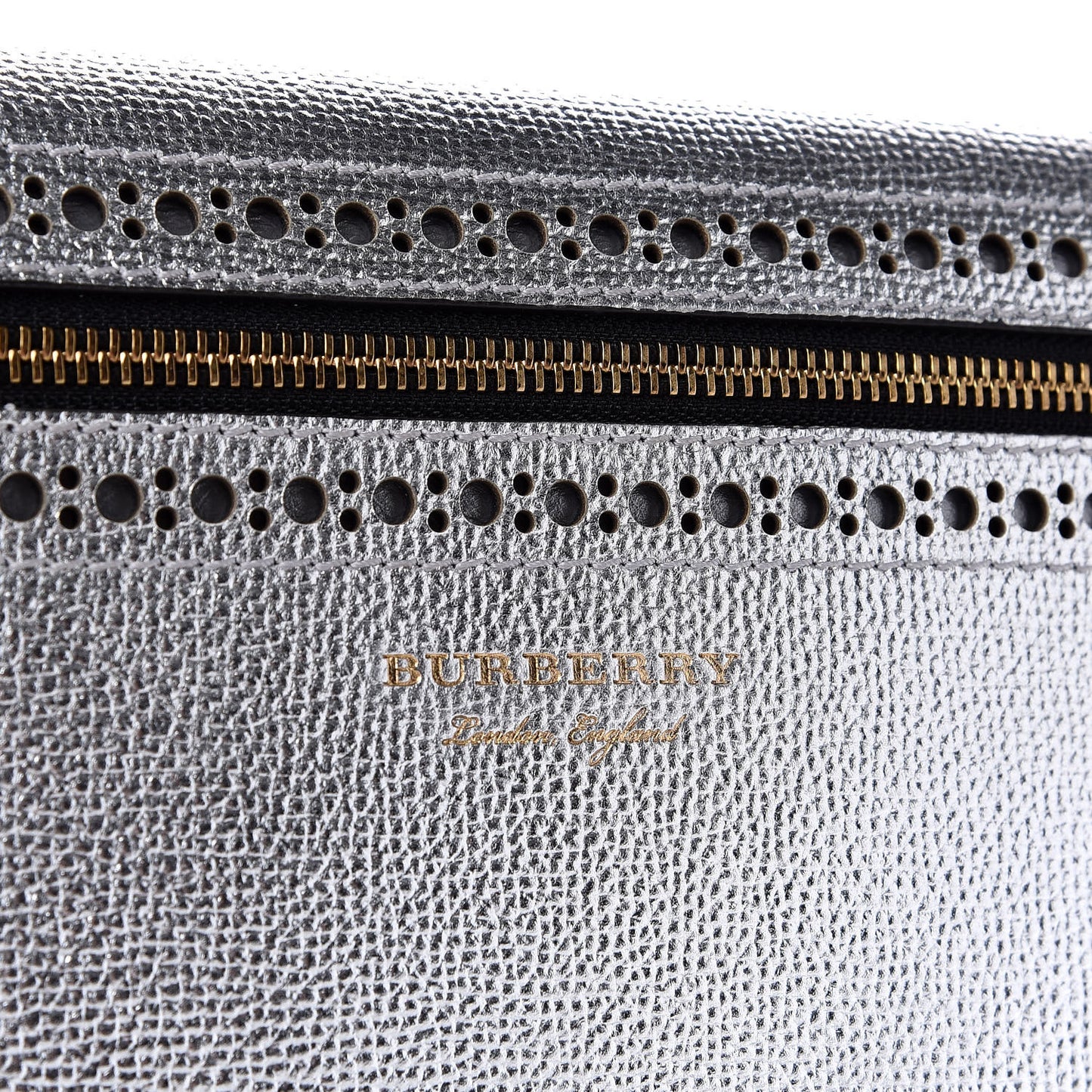 Metallic Grainy Calfskin Broguing Tassel Small Macken Crossbody Bag Silver
