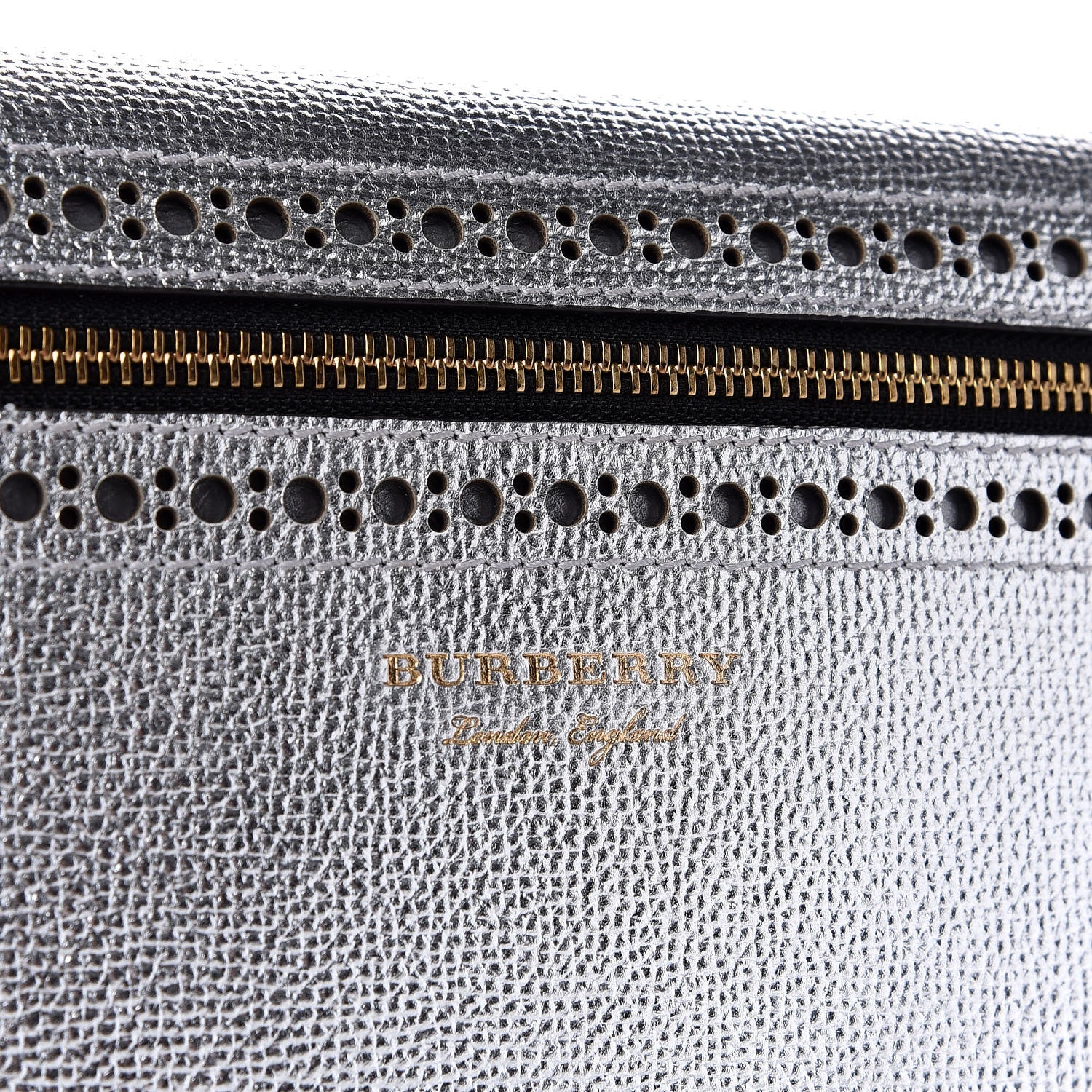 Burberry Metallic Grainy Calfskin Broguing Tassel Small Macken Crossbody Bag Silver 11 of 11