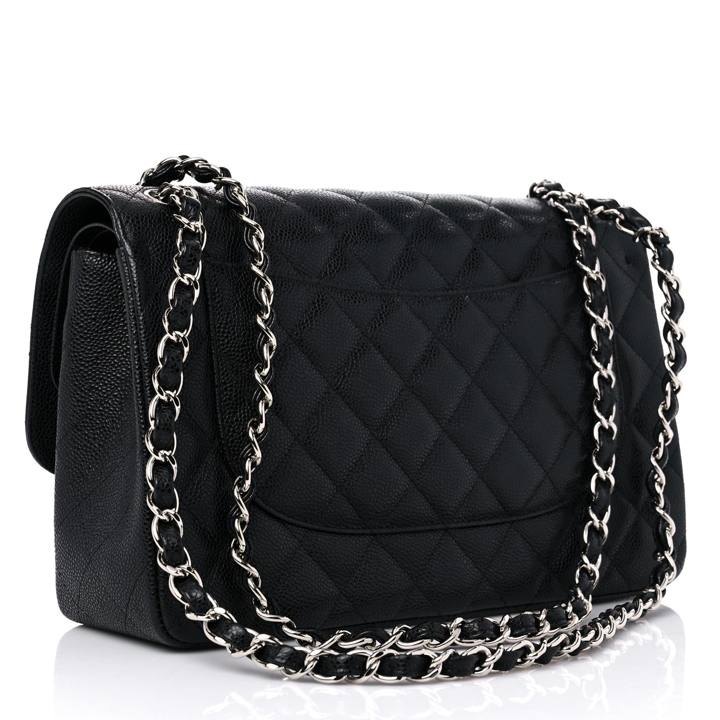 Caviar Quilted Jumbo Double Flap Black