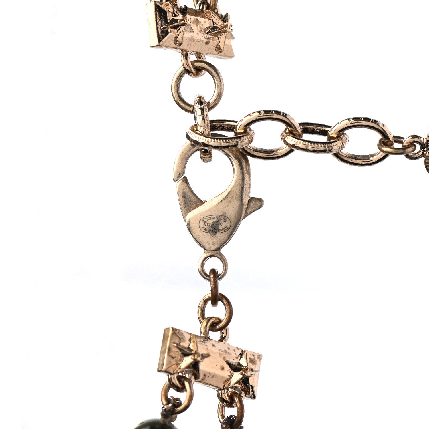 Chanel Pearl Star CC Multi Strand Long Necklace Green Gold 6 of 6