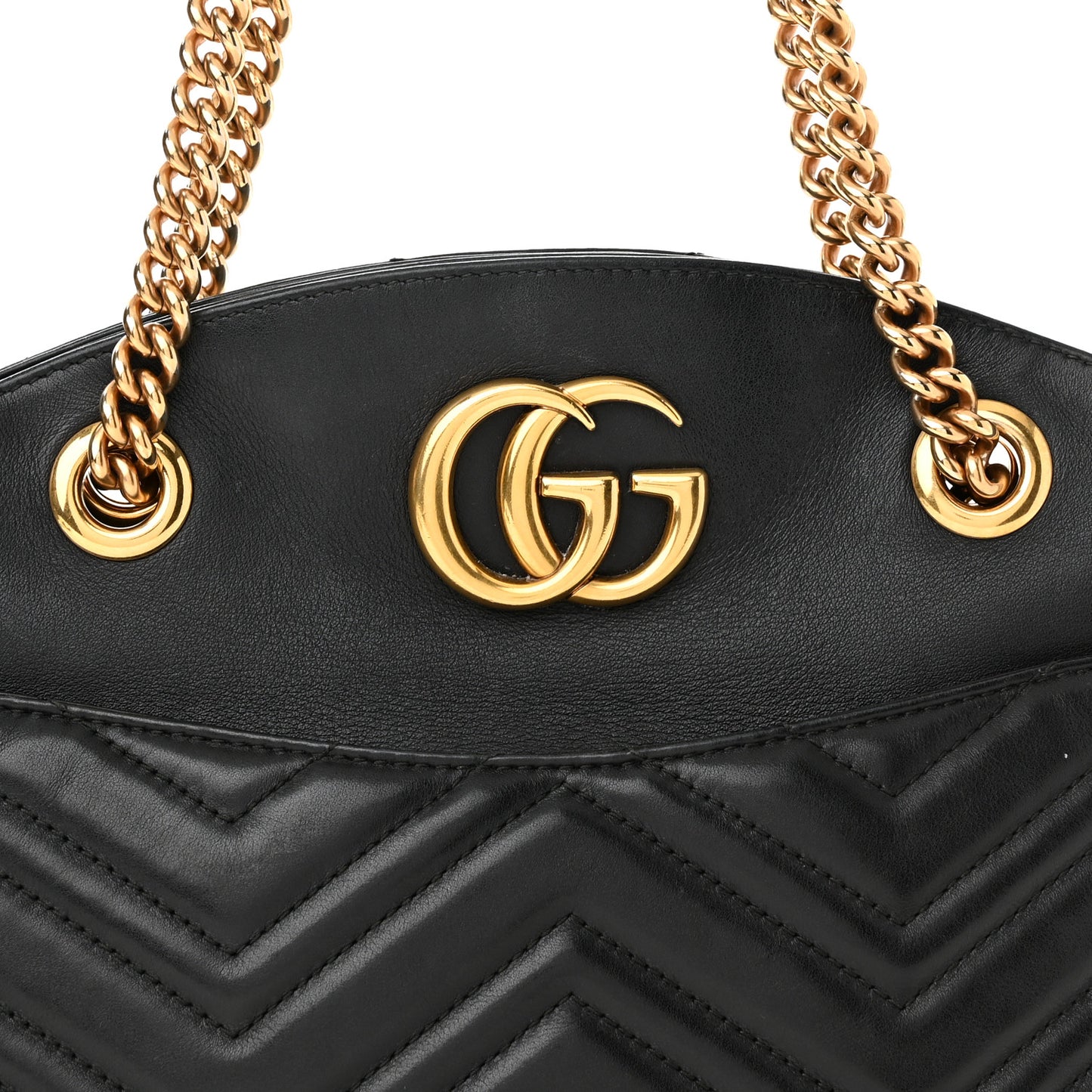 Calfskin Matelasse Medium GG Marmont Open Top Shoulder Bag Black