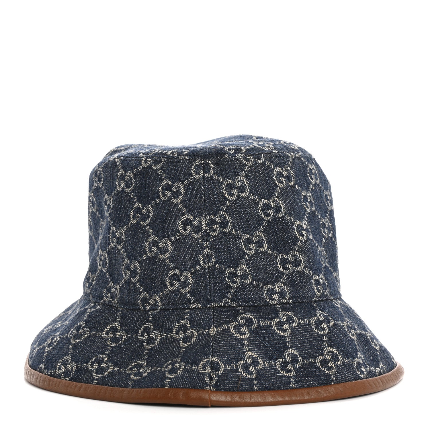 Gucci Washed Jacquard Denim Nappa GG Monogram Oscar Bucket Hat M Denim Cuir 3 of 9