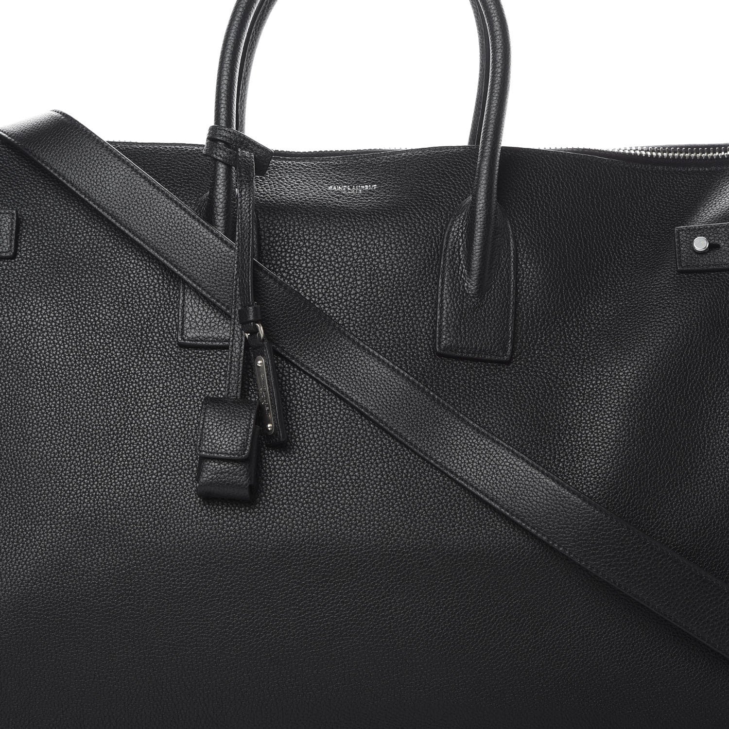 Saint Laurent Grained Calfskin 48H Sac De Jour Duffle Black 8 of 10