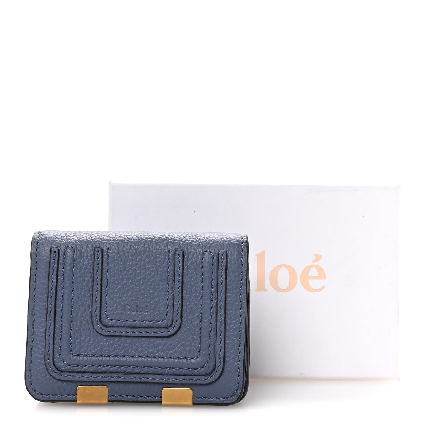 Grained Calfskin Marcie Compact Wallet Royal Navy