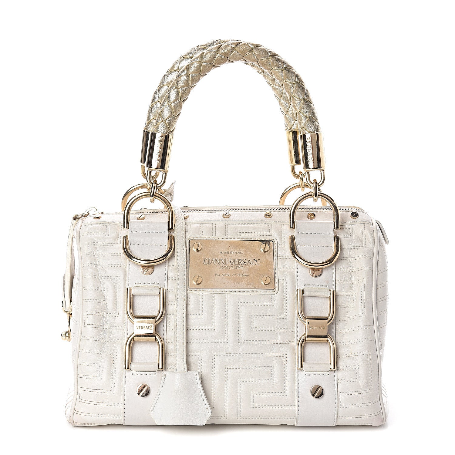 Versace Nappa Barocco Couture Snap Out Of It Bag White 1 of 7