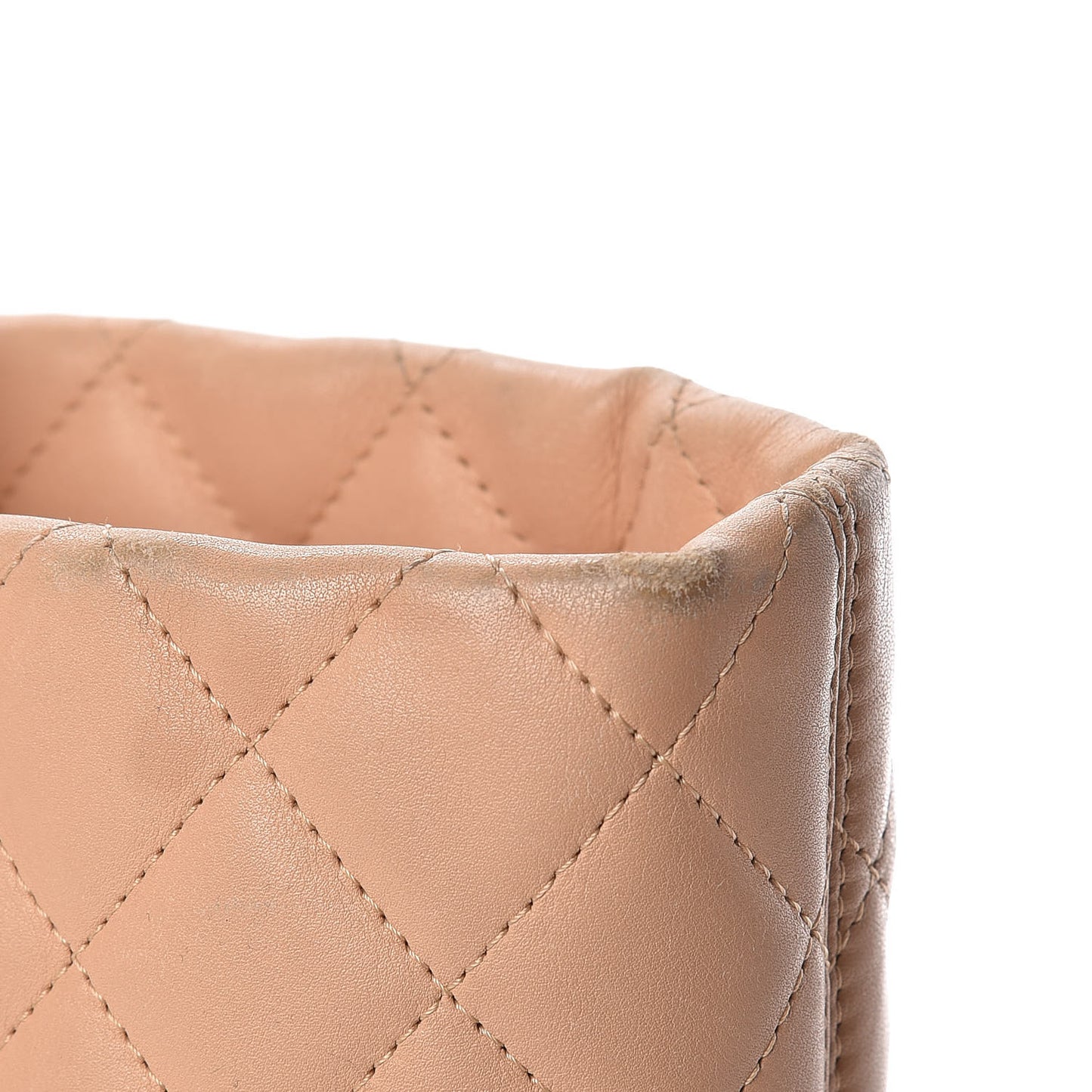 Calfskin Quilted Large Cambon Tote Beige