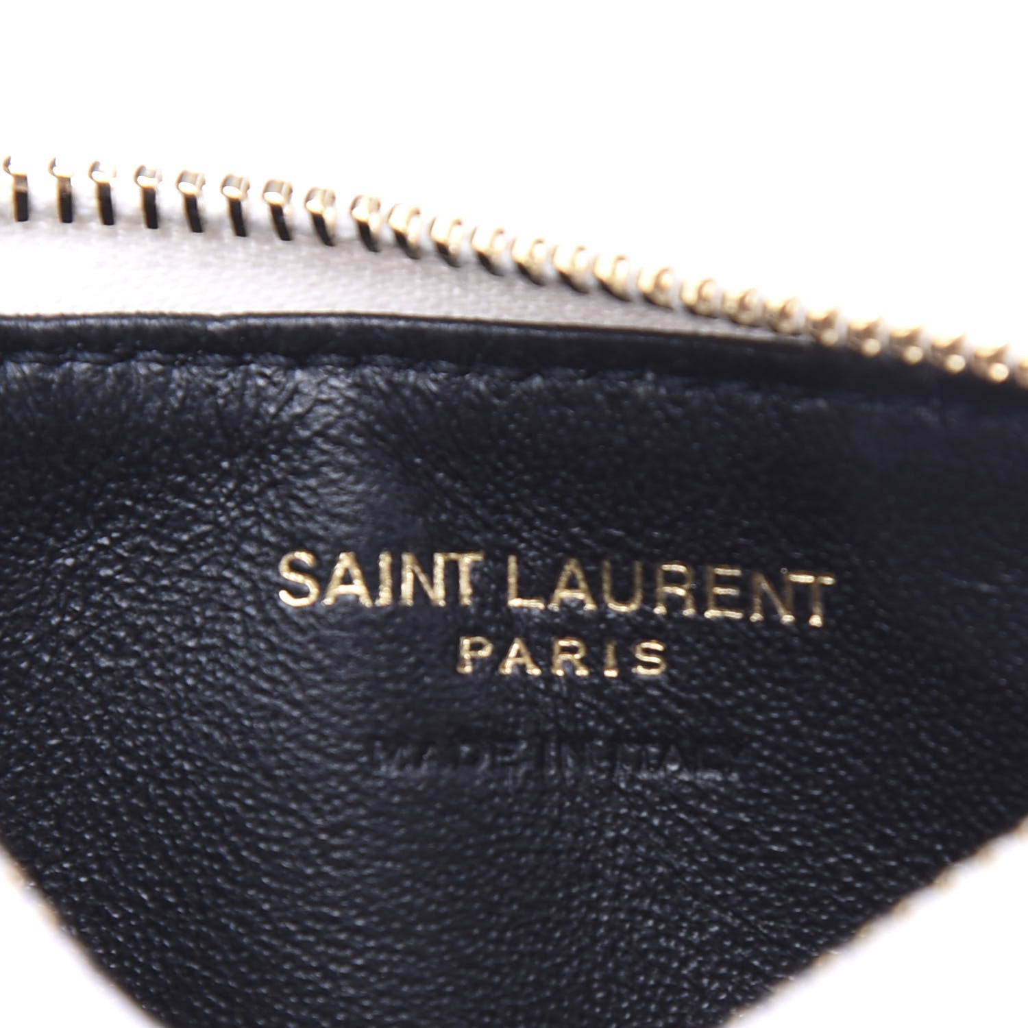 Saint Laurent Grain De Poudre Matelasse Chevron Monogram Fragments Zippered Card Case White 6 of 7