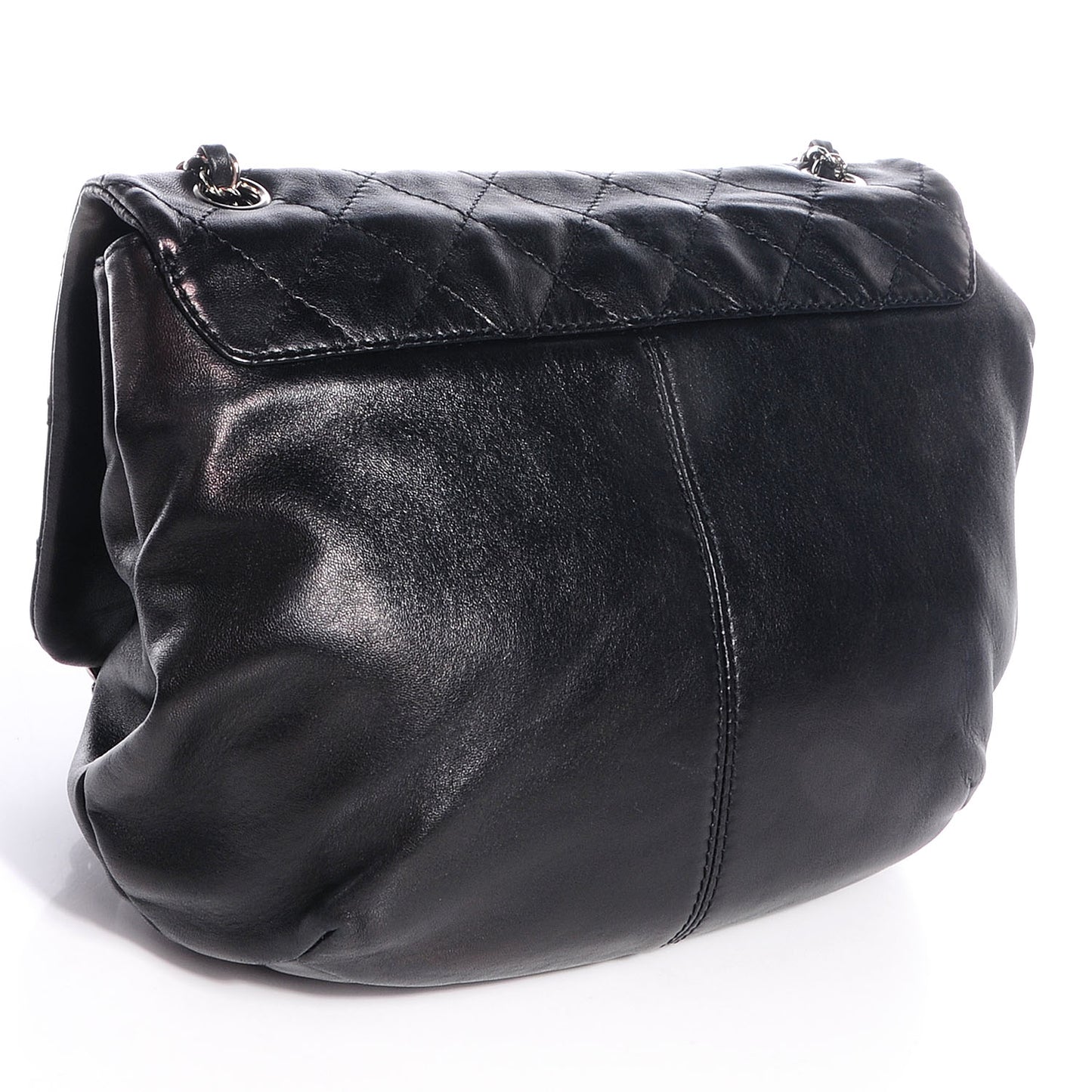 Shiny Calfskin Small Trianon Flap Black