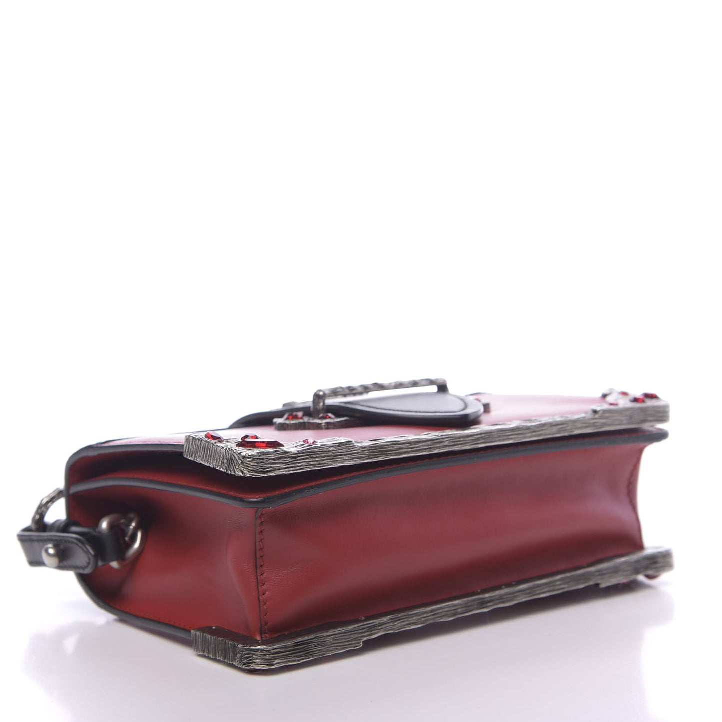 City Calfskin Saffiano Crystal Cahier Bag Fuoco Black