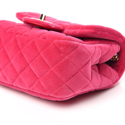 Chanel Velvet Quilted Mini Square Pearl Crush Flap Fuchsia 9 of 10