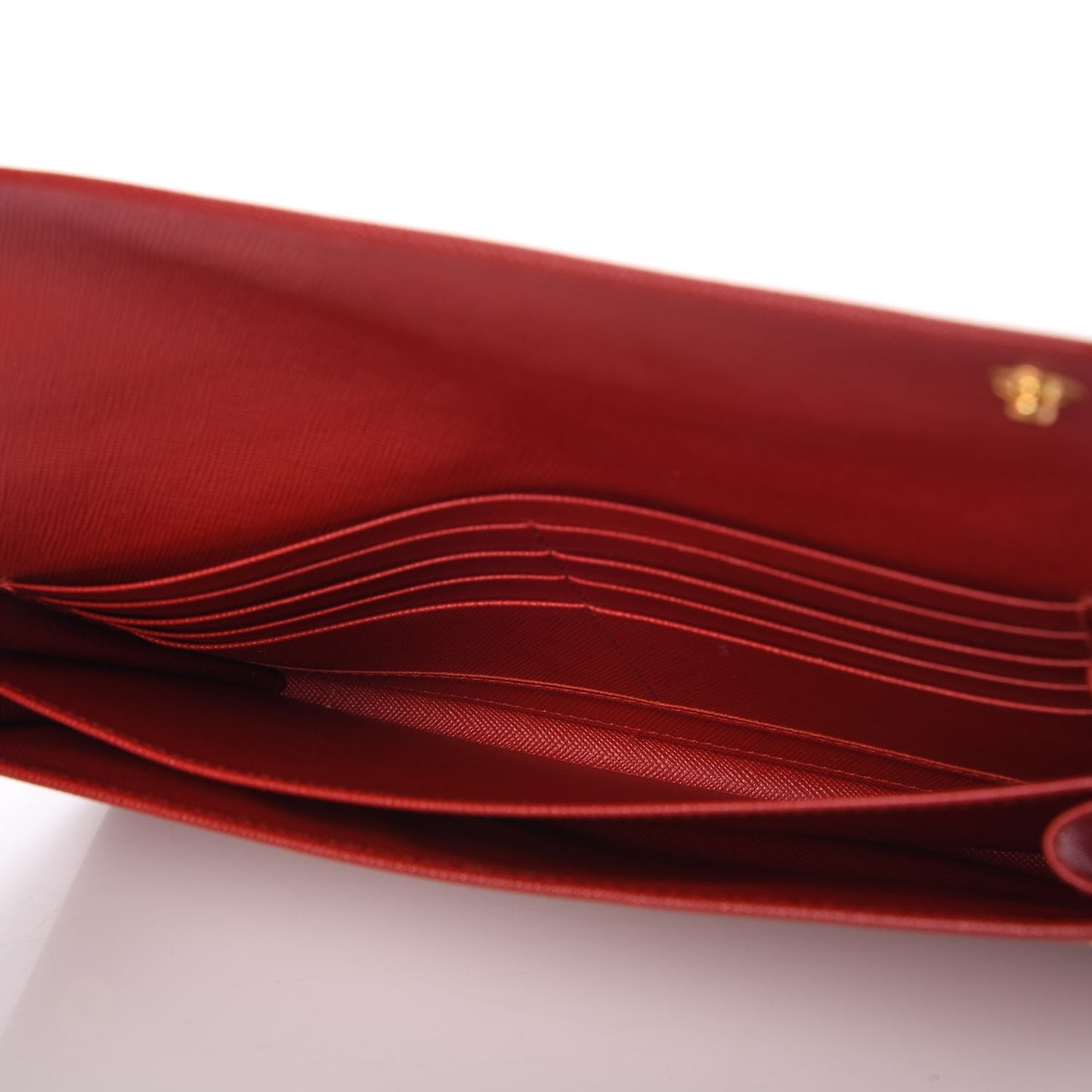 Saffiano Metal Continental Wallet Flap Fuoco