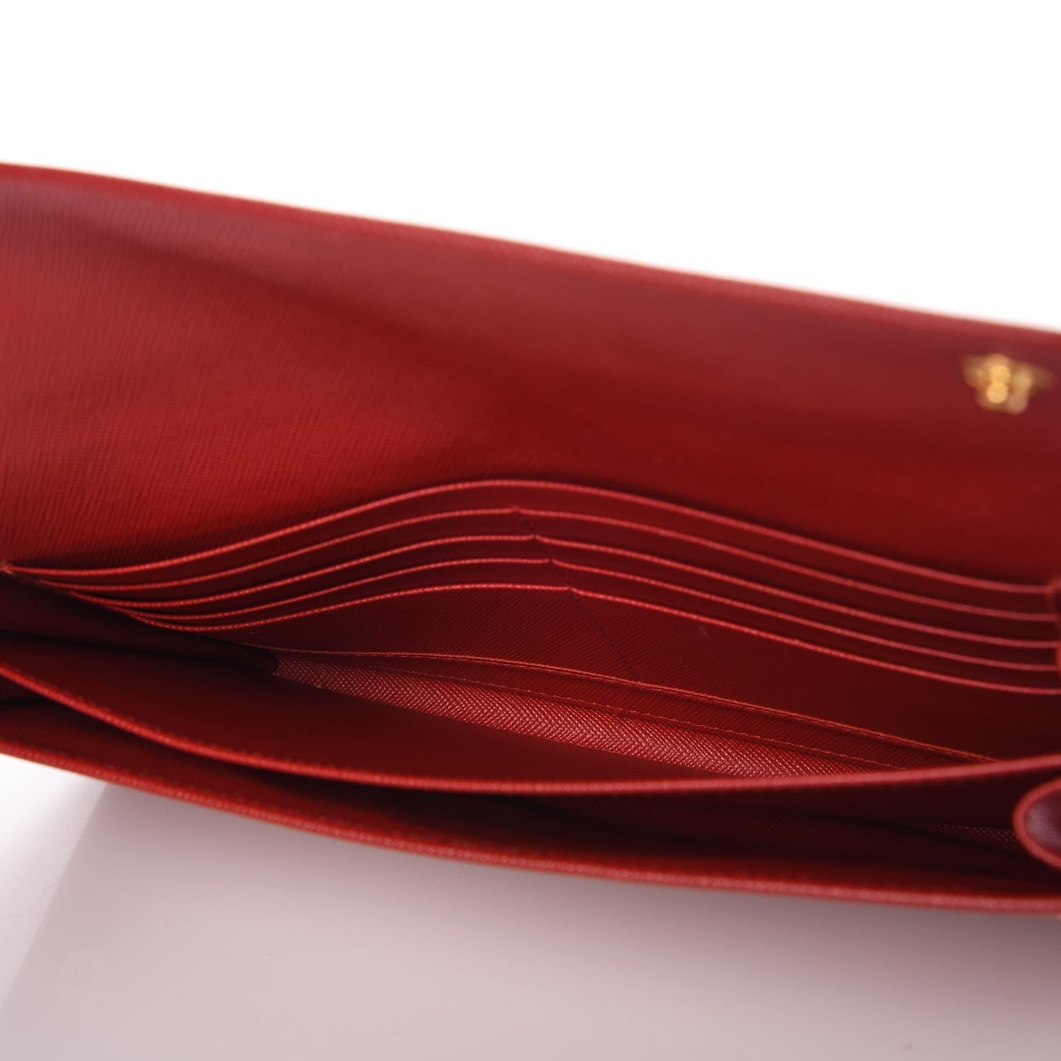 Prada Saffiano Metal Continental Wallet Flap Fuoco 5 of 8
