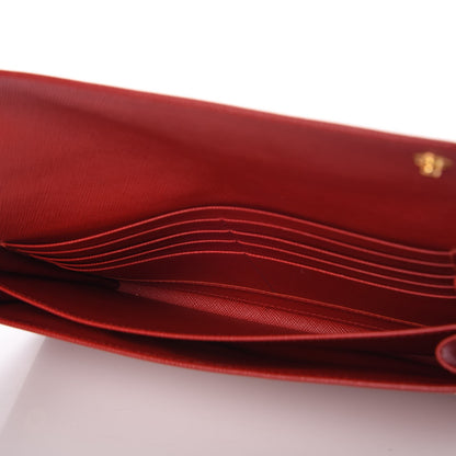 Prada Saffiano Metal Continental Wallet Flap Fuoco 5 of 8