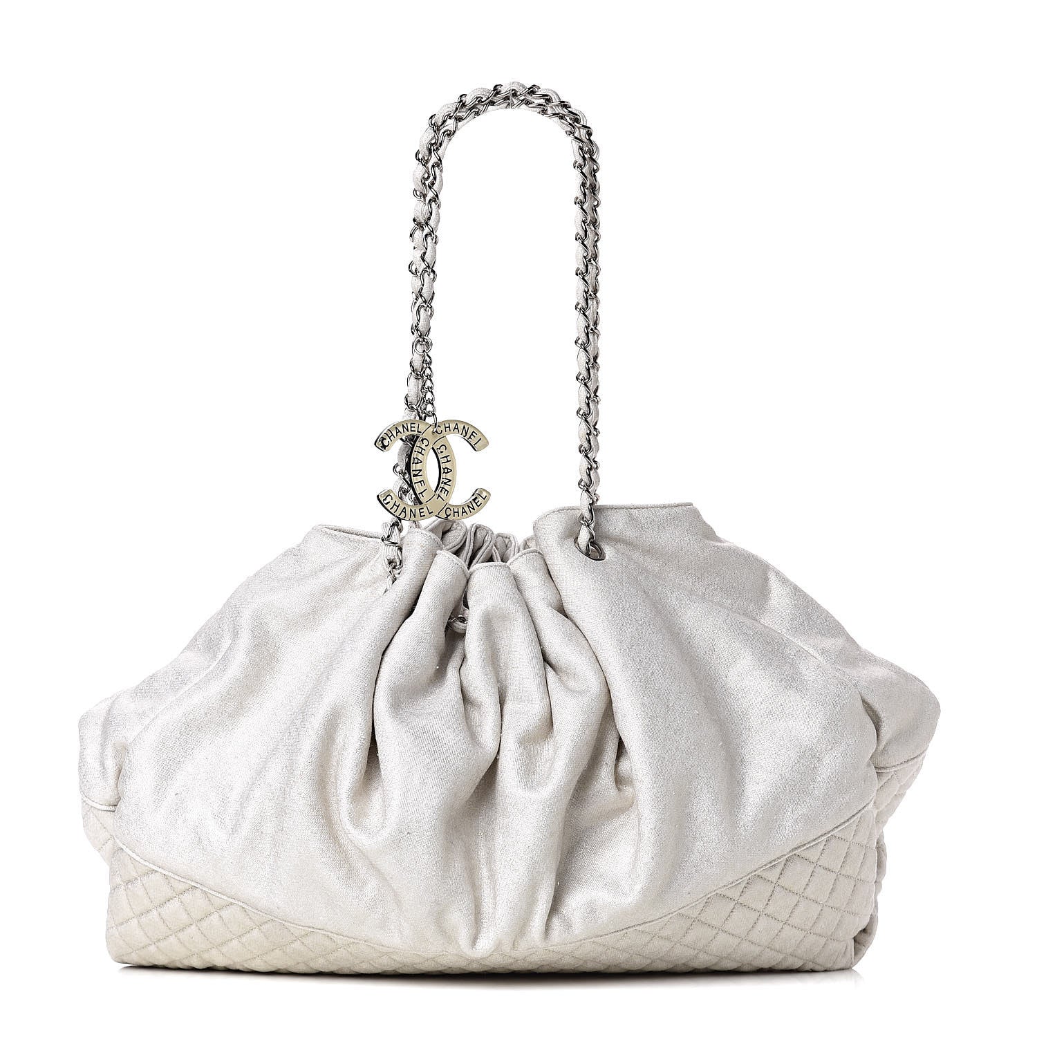 Chanel Metallic Jersey Quilted Melrose Cabas Light Beige 1 of 11