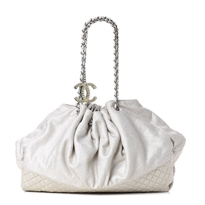 Chanel Metallic Jersey Quilted Melrose Cabas Light Beige 1 of 11