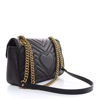 Gucci Calfskin Matelasse Small GG Marmont Shoulder Bag Black 3 of 14
