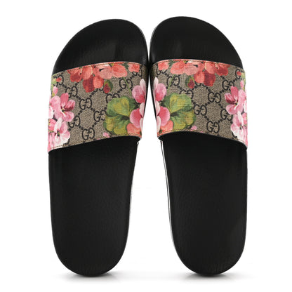 Gucci GG Supreme Monogram Blooms Slide Sandals 41 Beige Multicolor 2 of 8