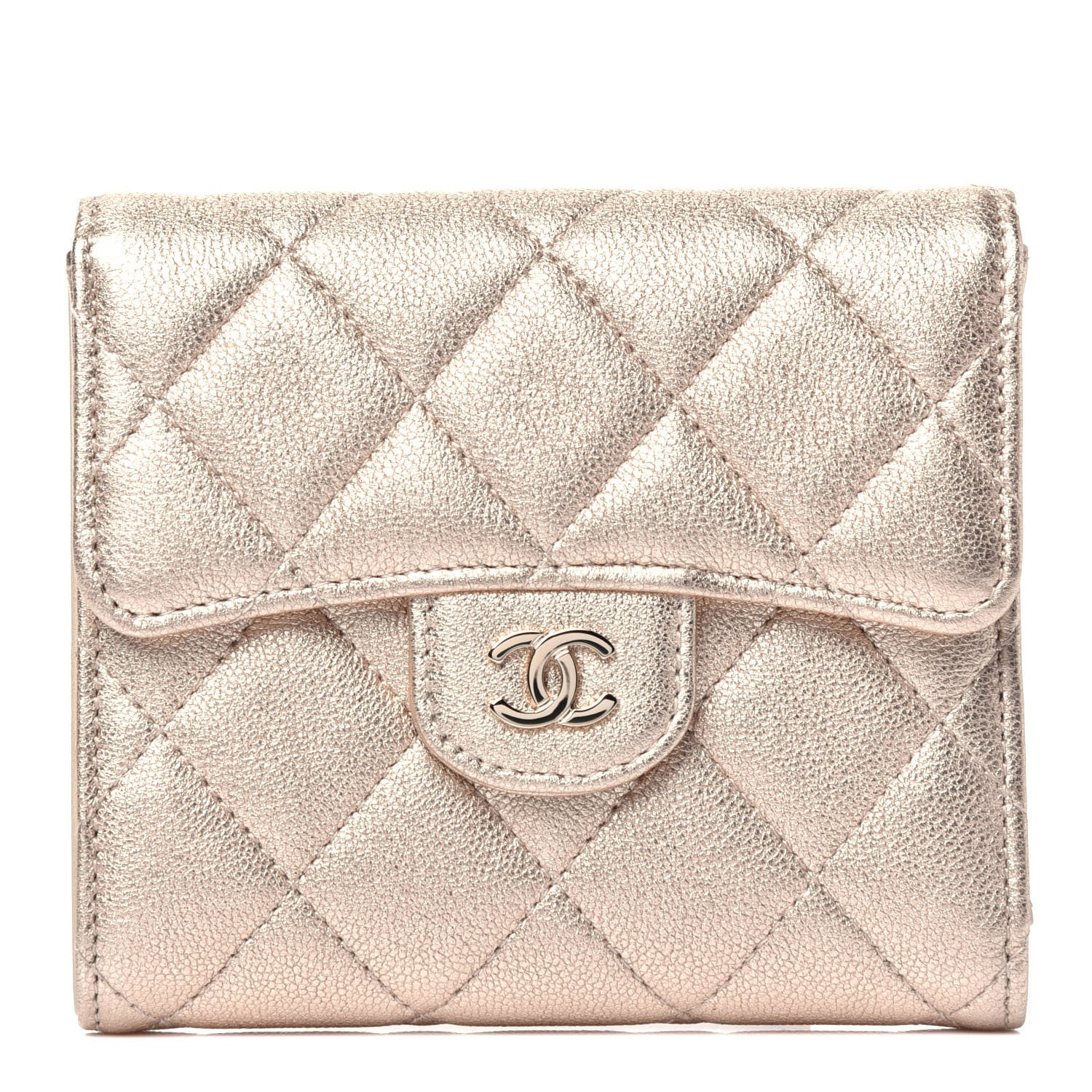 Chanel Metallic Lambskin Quilted Compact Flap Wallet Gold 1 of 7