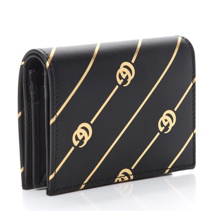 Gucci Calfskin Diagonal GG Card Case Black Gold 3 of 7