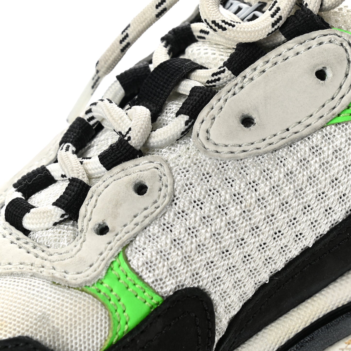 Fabric Mesh Womens Triple S Sneakers 38 White Green Fluo Black