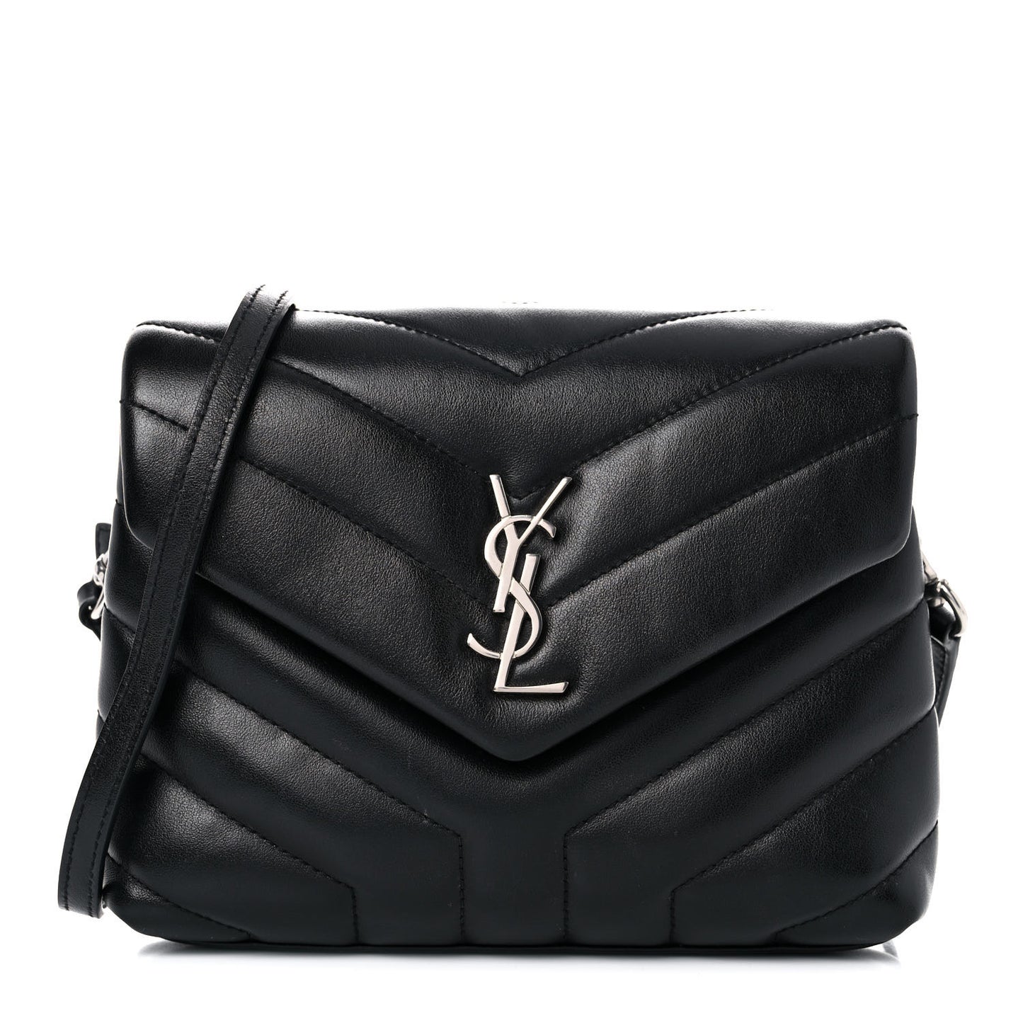 Calfskin Y Quilted Monogram Toy Loulou Crossbody Bag Black