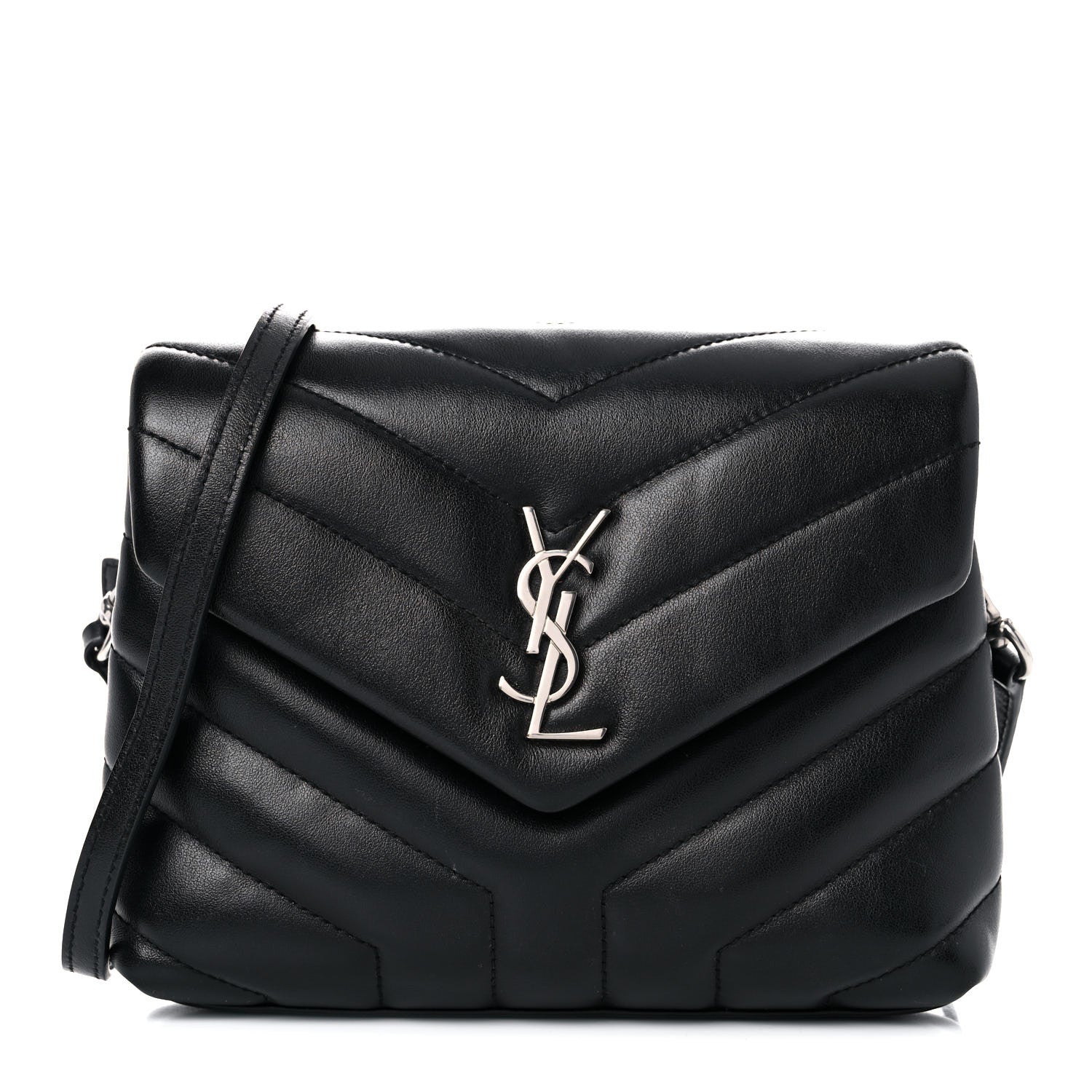 Saint Laurent Calfskin Y Quilted Monogram Toy Loulou Crossbody Bag Black 1 of 12