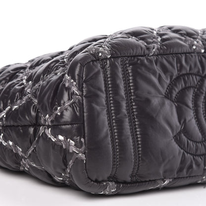 Chanel Nylon Quilted Tweed Stitch Bubble Tote Black 9 of 10