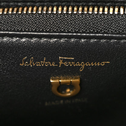 Salvatore Ferragamo Canvas Calfskin Gancini Small Boxyz Black Beige 5 of 7