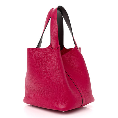 Hermes Taurillon Clemence Swift Eclat Picotin Lock 22 MM Framboise Rouge Sellier 3 of 10