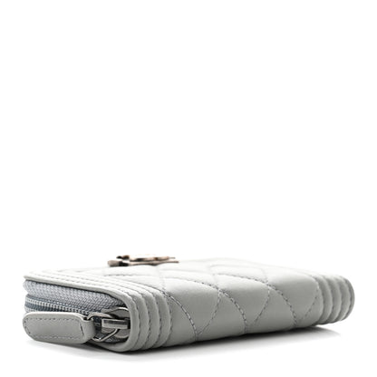 Chanel Lambskin Quilted Boy Zip Around Coin Purse Wallet Light Blue 4 of 8