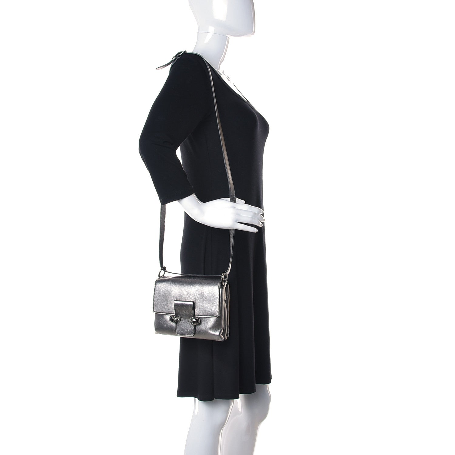 Alexander McQueen Metallic Small Twin Skull Chain Crossbody Antique Silver 2 of 18