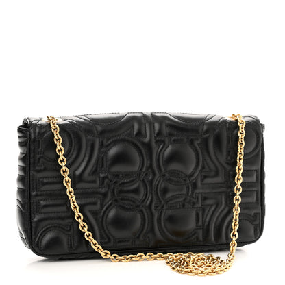 Salvatore Ferragamo Calfskin Quilted Gancini Mini Bag Black 3 of 10